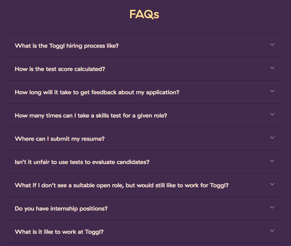 Toggl Career Page FAQs